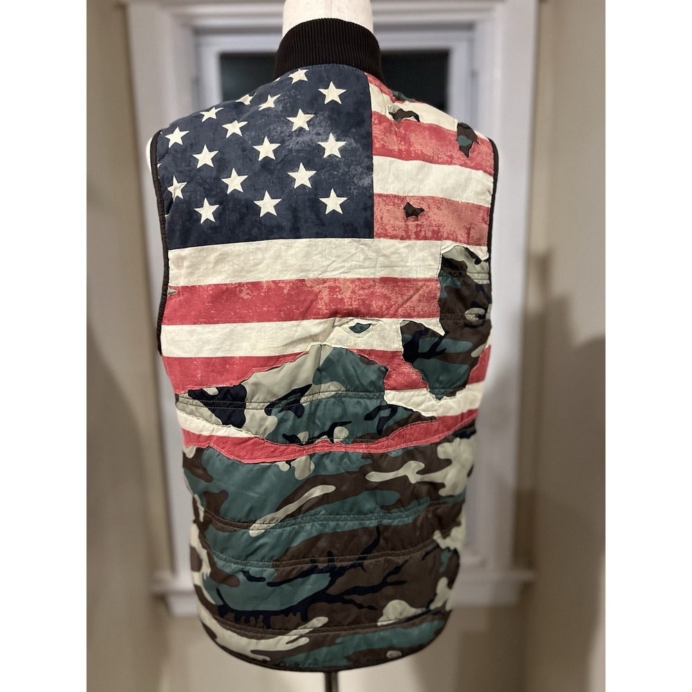 Denim And Supply Ralph Lauren Camo‎ And American Flag Vest Small Petite Vintage - Picture 3 of 11